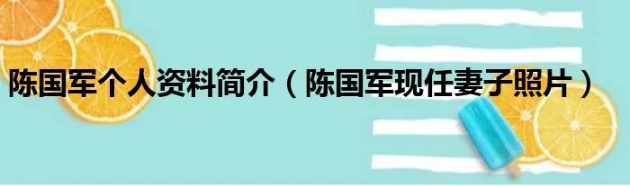 陈国军个人资料简介（陈国军现任妻子照片）