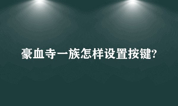 豪血寺一族怎样设置按键?