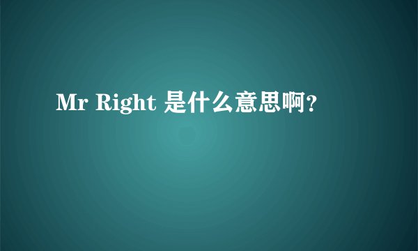 Mr Right 是什么意思啊？