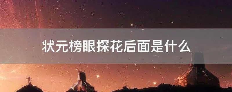 状元榜眼探花后面是什么