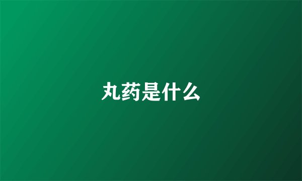 丸药是什么