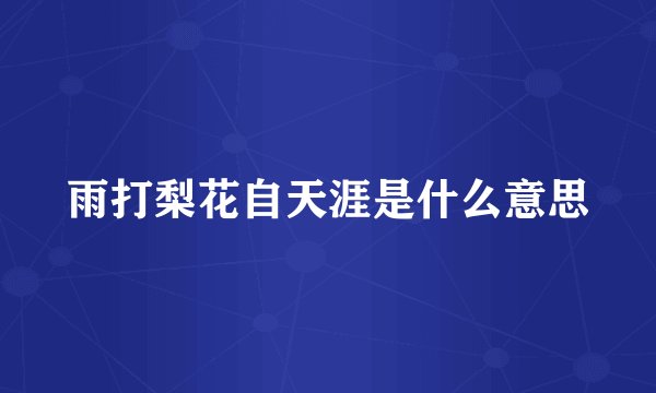 雨打梨花自天涯是什么意思