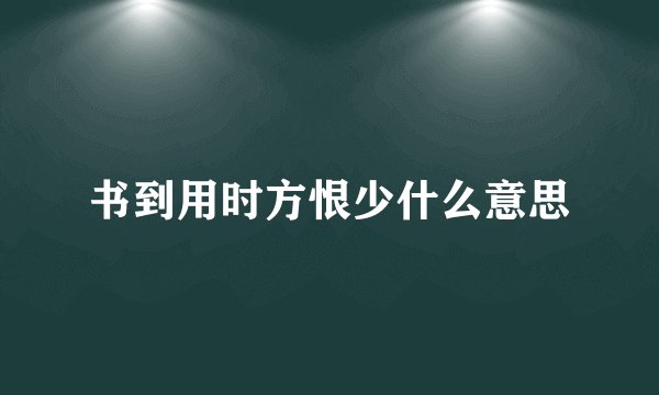 书到用时方恨少什么意思