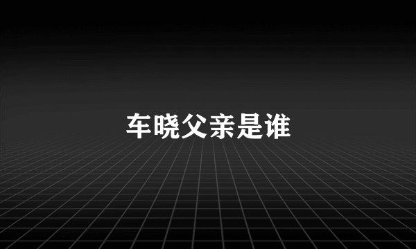 车晓父亲是谁