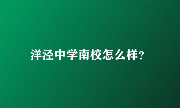 洋泾中学南校怎么样？