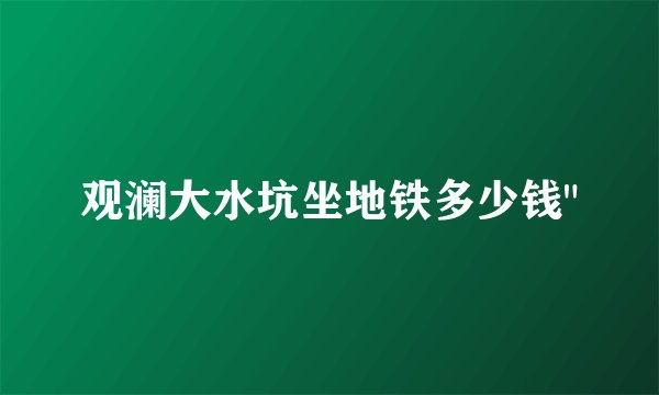 观澜大水坑坐地铁多少钱
