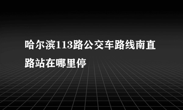 哈尔滨113路公交车路线南直路站在哪里停