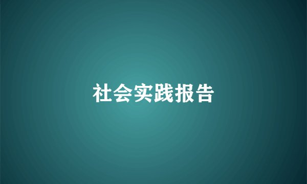 社会实践报告