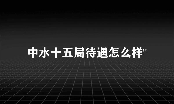 中水十五局待遇怎么样