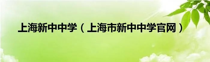 上海新中中学（上海市新中中学官网）