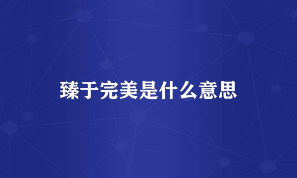 臻于完美是什么意思