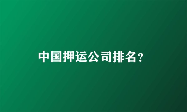 中国押运公司排名?