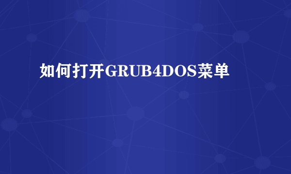 如何打开GRUB4DOS菜单