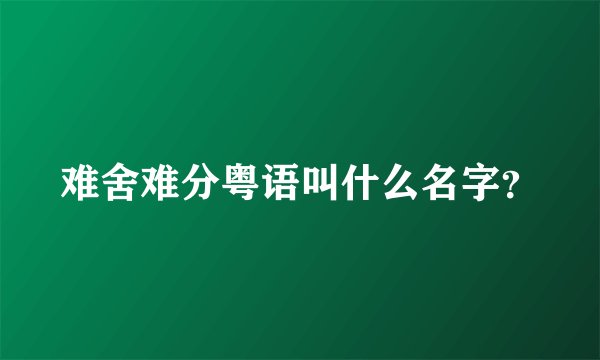难舍难分粤语叫什么名字？