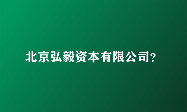 北京弘毅资本有限公司？