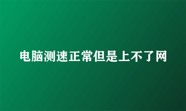 电脑测速正常但是上不了网
