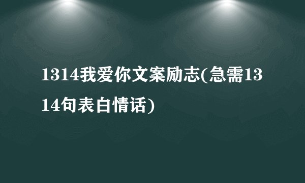1314我爱你文案励志(急需1314句表白情话)