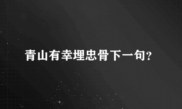 青山有幸埋忠骨下一句？