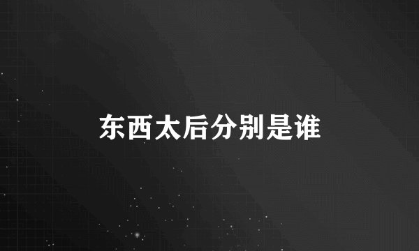 东西太后分别是谁
