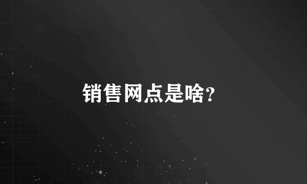 销售网点是啥？
