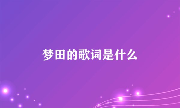 梦田的歌词是什么