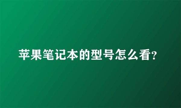 苹果笔记本的型号怎么看?