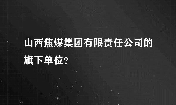 山西焦煤集团有限责任公司的旗下单位？