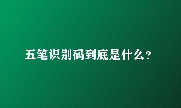 五笔识别码到底是什么?