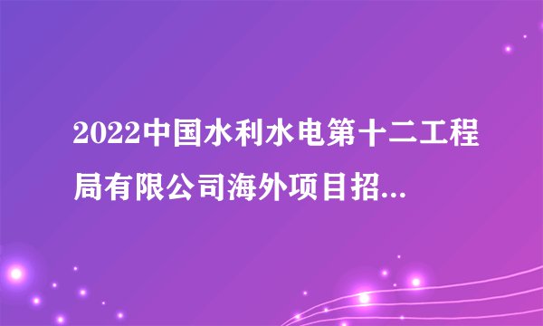 2022中国水利水电第十二工程局有限公司海外项目招聘25人公告