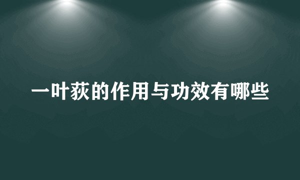 一叶荻的作用与功效有哪些