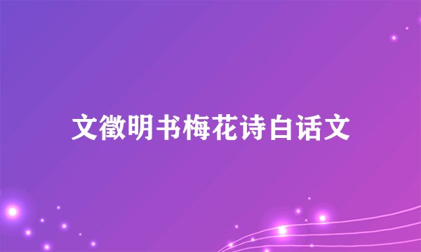 文徵明书梅花诗白话文