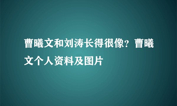 曹曦文和刘涛长得很像？曹曦文个人资料及图片