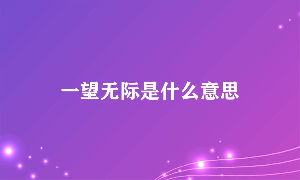 一望无际是什么意思
