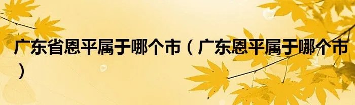 广东省恩平属于哪个市(广东恩平属于哪个市)