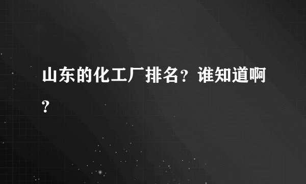 山东的化工厂排名?谁知道啊?