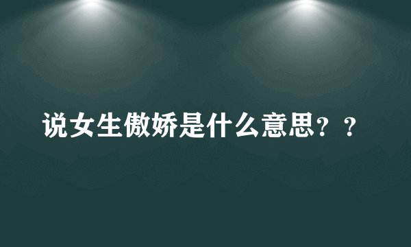 说女生傲娇是什么意思？？