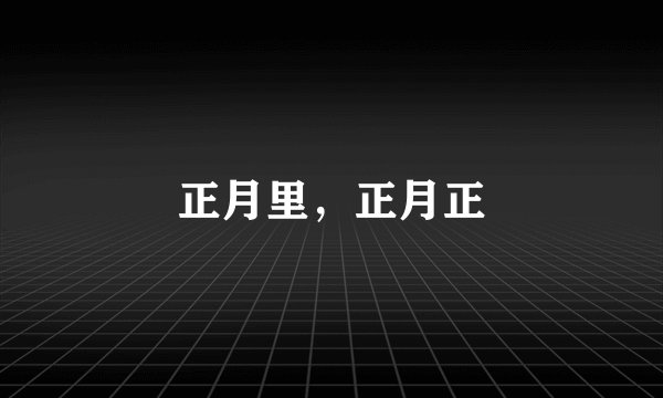 正月里,正月正